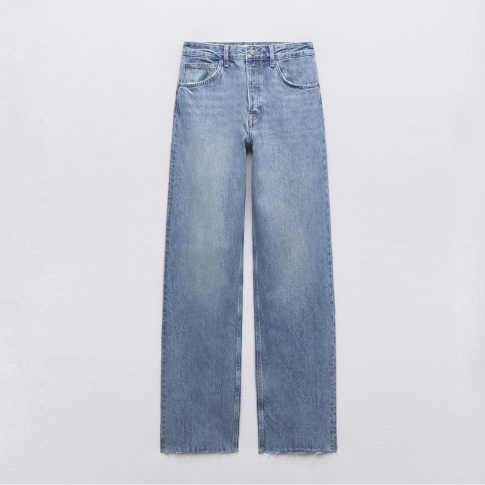 NWT - Zara The Straight Cropped Jeans in Antique Blue
